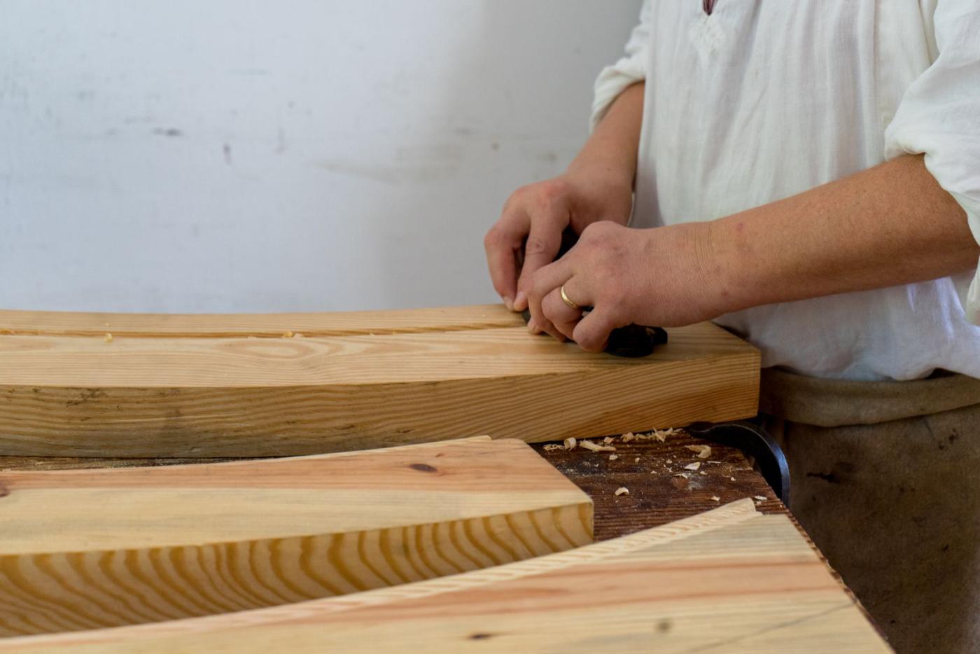 Milled hardwood boards ready for the bench